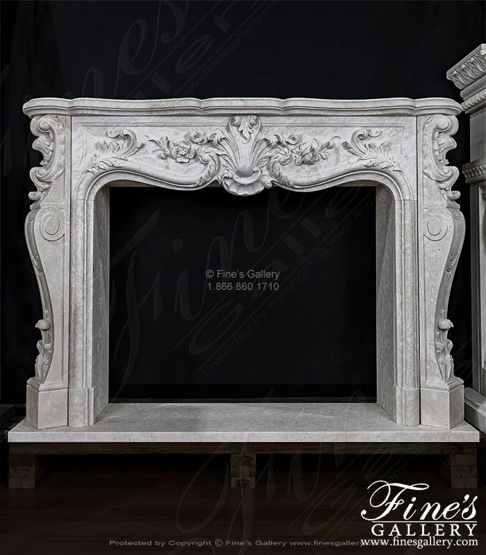 Deep Relief French Style Mantel in Italian Botticino Marble