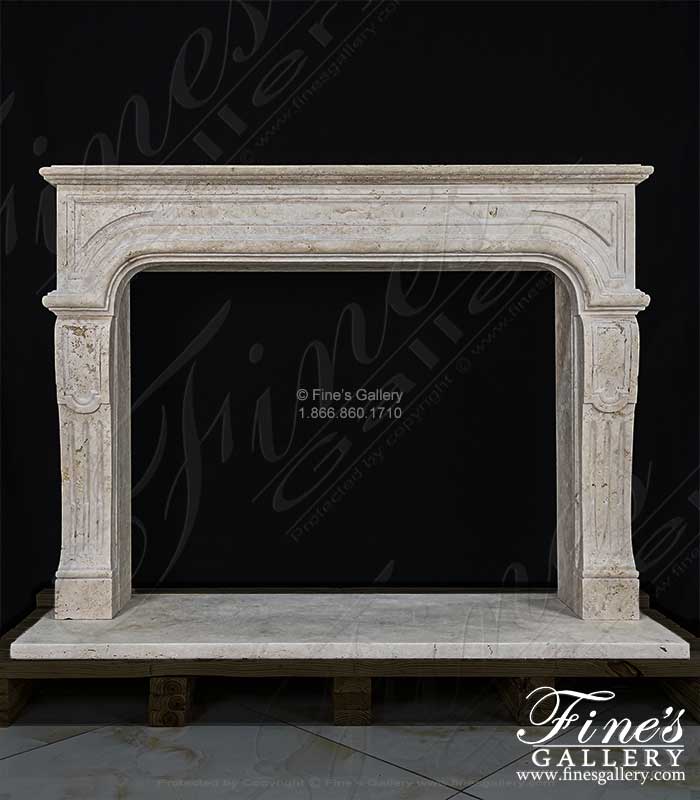 Classic Italian Roman Travertine Fireplace Mantel