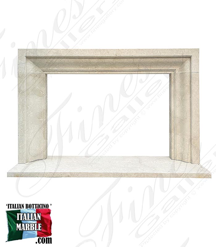 Classic Contemporary Fireplace Mantel in Italian Botticino Marble