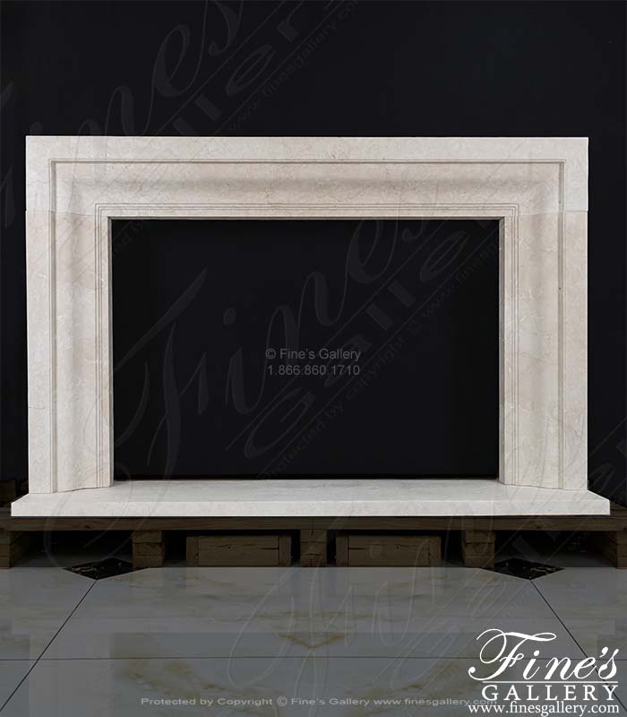 Classic Contemporary Fireplace Mantel in Italian Botticino Marble