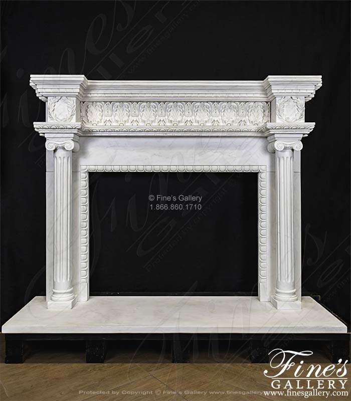 A Neoclassical Style Mantel in Statuary Marble