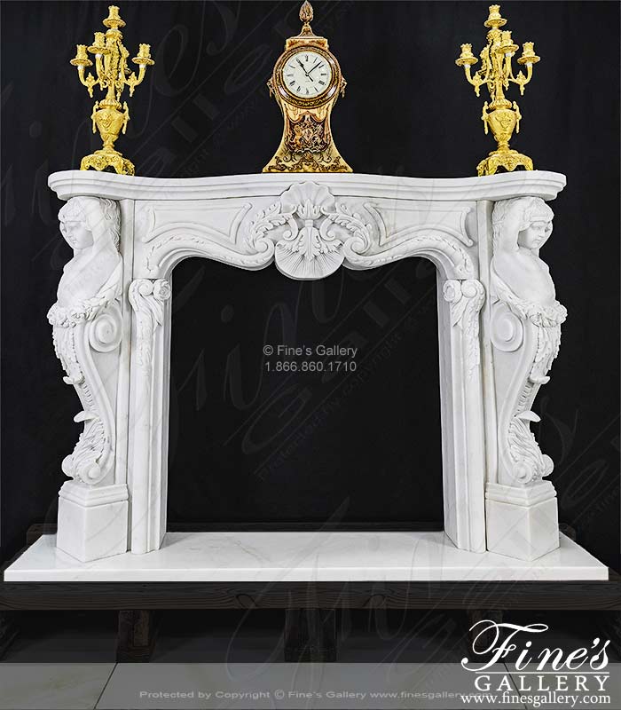 Cherub Themed Mantel with Ornate Scrollwork and Shell Motif