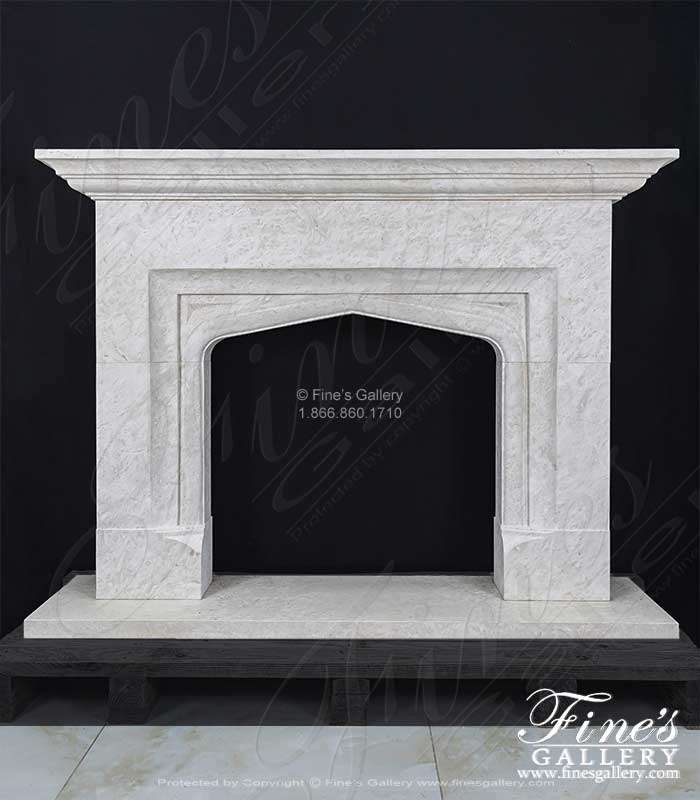 A Contemporary Tudor Style Mantel in Italian Botticino Marble