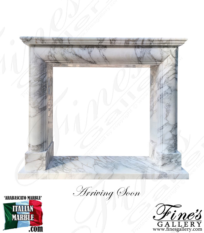 A Bolection Style Mantel w/Shelf in Exotic Arabascato Marble