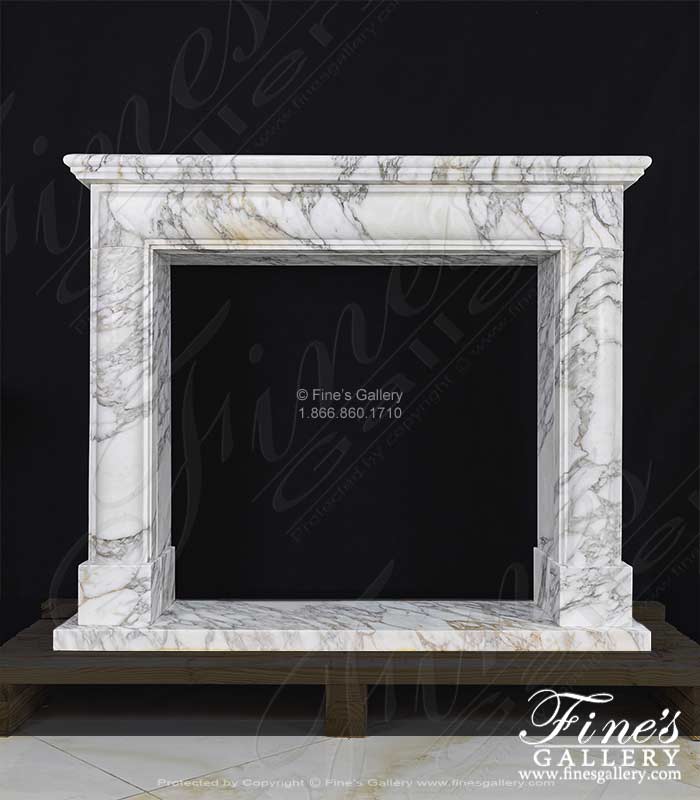 A Bolection Style Mantel w/Shelf in Exotic Arabascato Marble