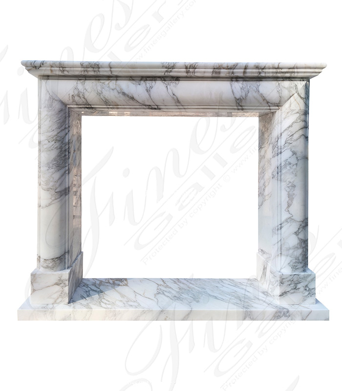 A Bolection Style Mantel w/Shelf in Exotic Arabascato Marble