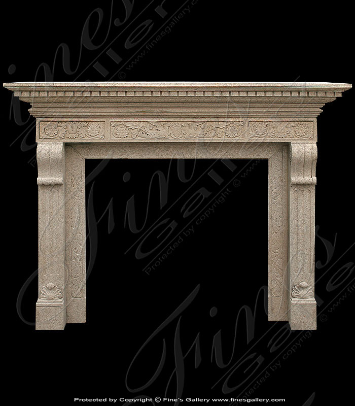 Tan Marble Fireplace