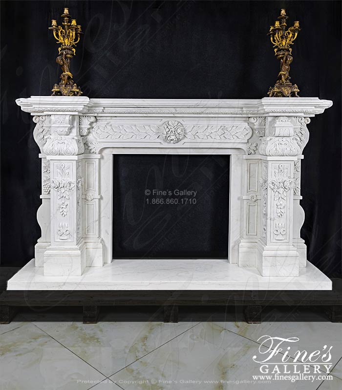 Ornate Italian Renaissance Marble Fireplace