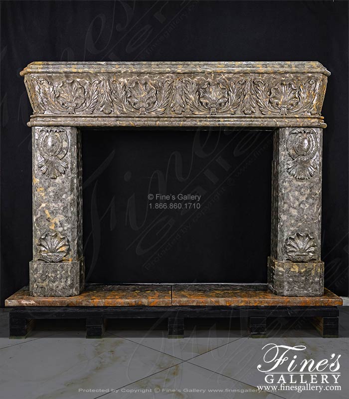 Shell Motif Mantel in Rare Imported Marble