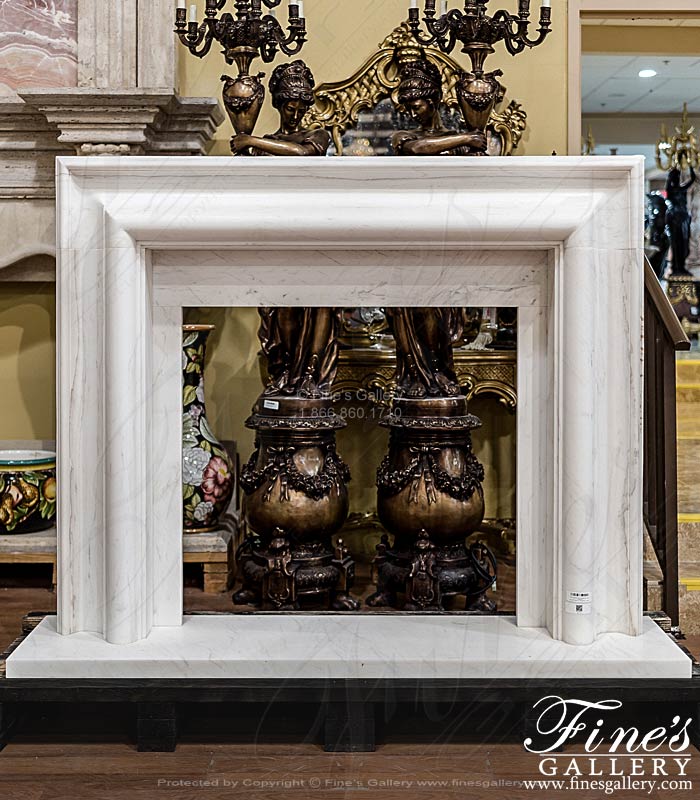 Bolection Style Fireplace Mantel in Statuary White Marble