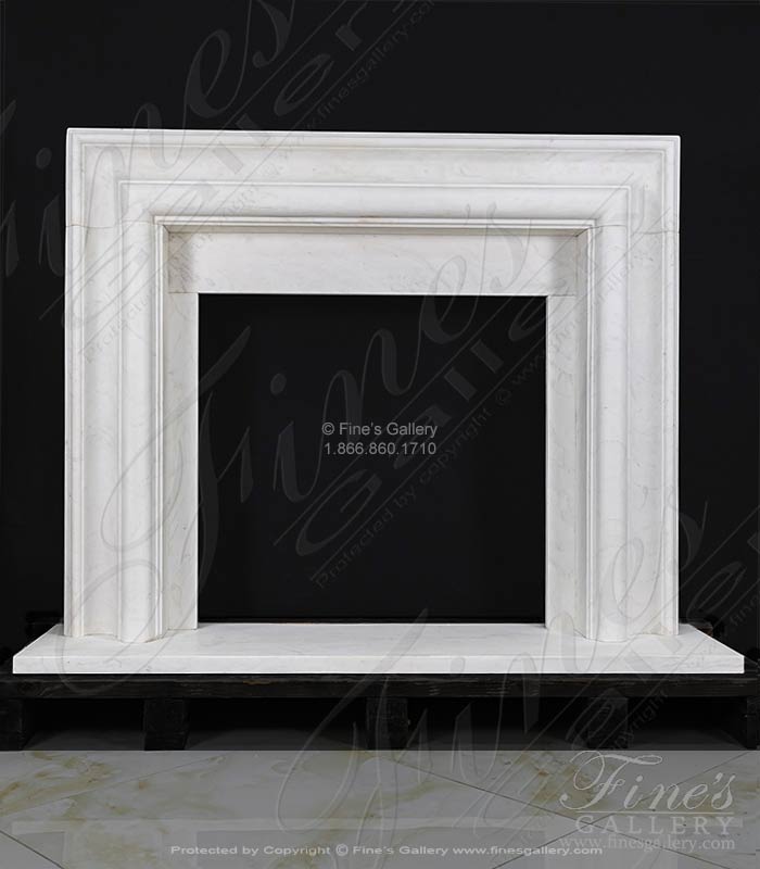 Bolection Style Fireplace Mantel in Statuary White Marble