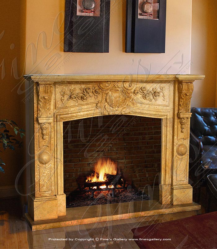 Gold Rose Marble Fireplace Mantel