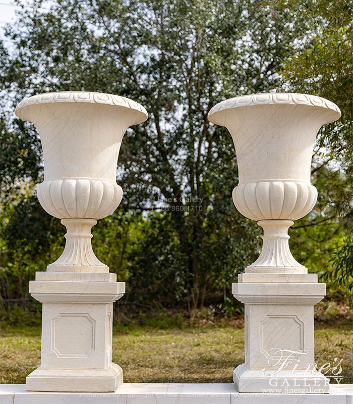 Crema Classic Marble Planter Pair