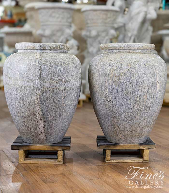 Antique Griggio Granite Pot Pair