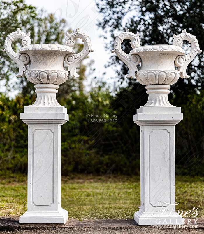 Classic Light Travertine Urns 