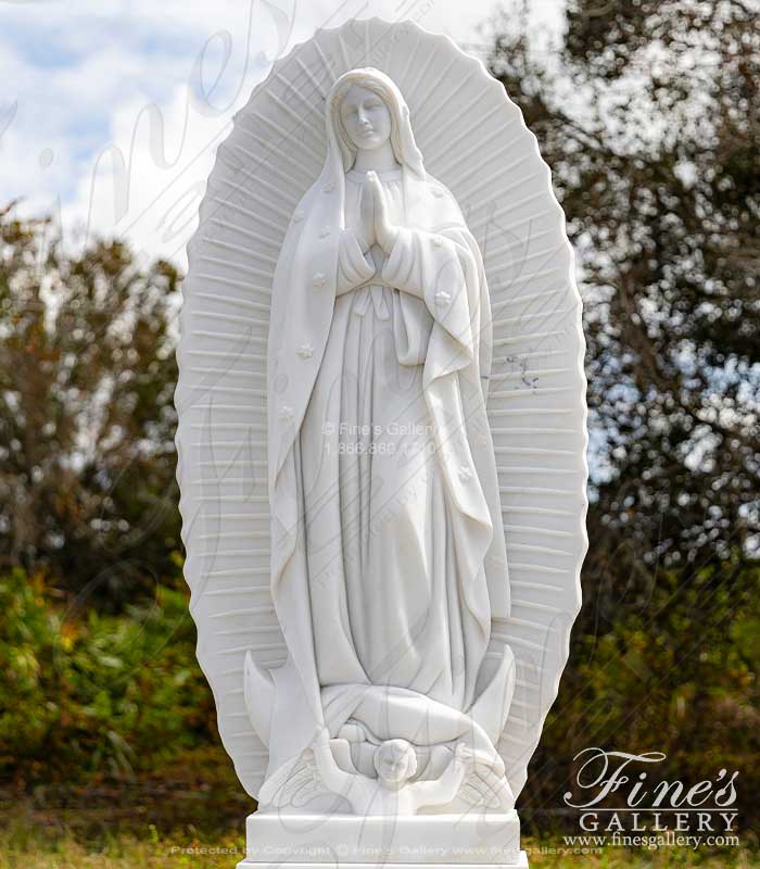 72 Inch Our Lady of Guadalupe in Statuary White Marble