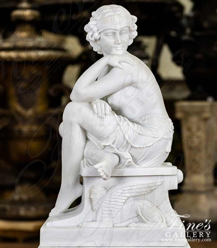 Art Deco Lady in Statuary White Marble