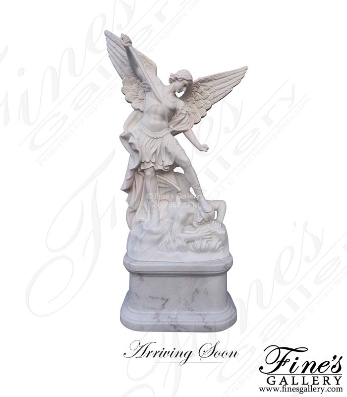 60 Inch St Michael Marble Statue - Includes Pedestal