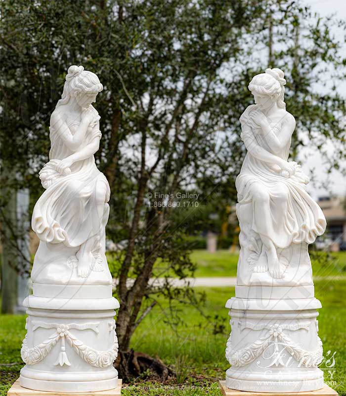 Marble Enchantress and Ornate Pedestal