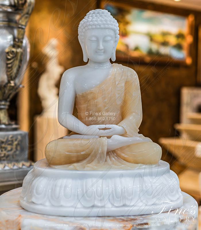 15 Inch Marble and Onyx Buddha Statue 