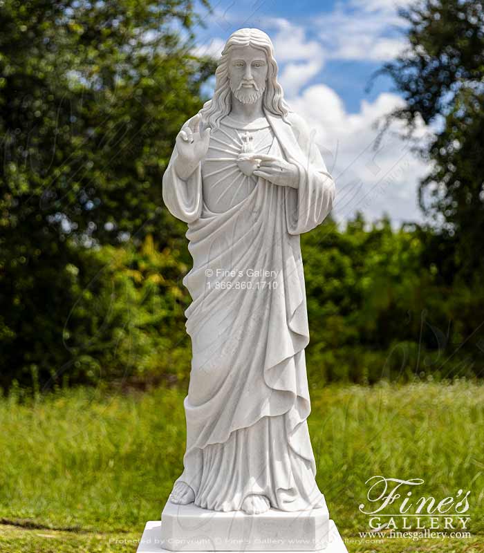 48 Inch Sacred Heart of Jesus Statue in Marble 