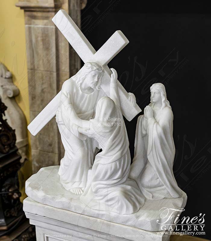 The Fourth Station of The Cross in Hand Carved Marble