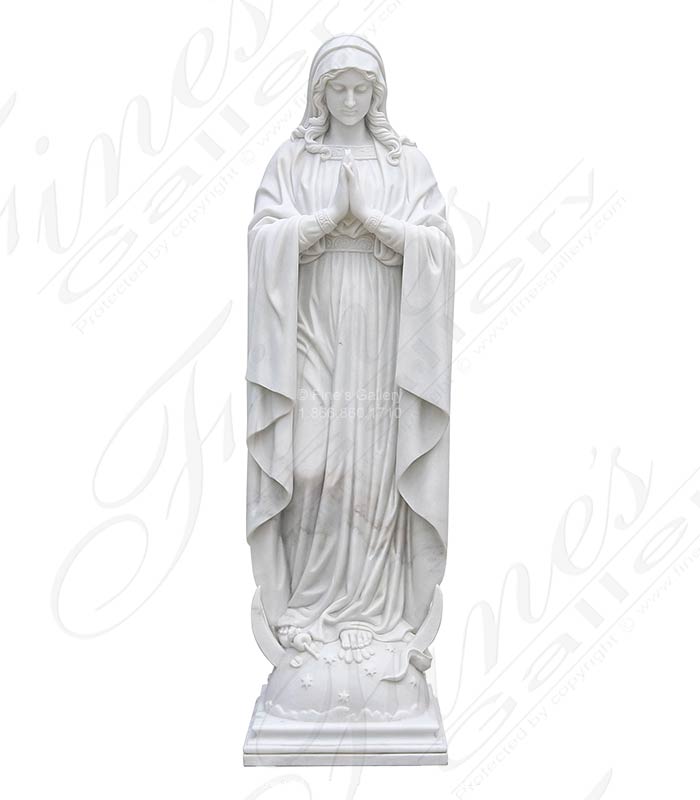 72 Inch Virgin Mary Praying Statue in Statuary Marble