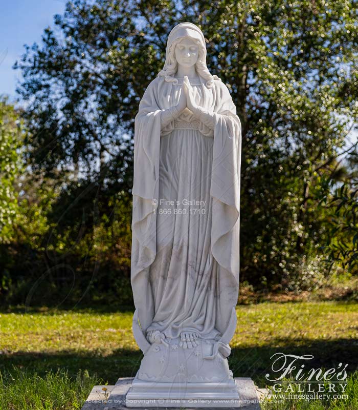 72 Inch Virgin Mary Praying Statue in Statuary Marble