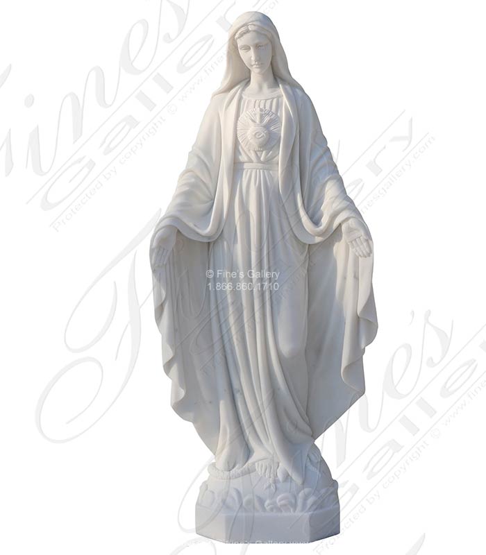 Sacred Heart of Mary in Statuary White Marble