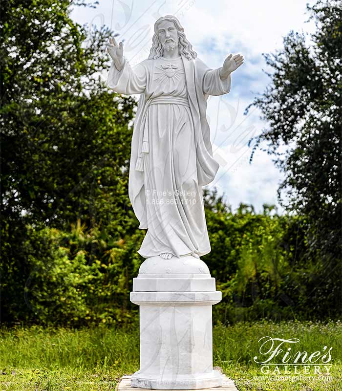 Open Armed Sacred Heart of Christ in Museum Quality Marble