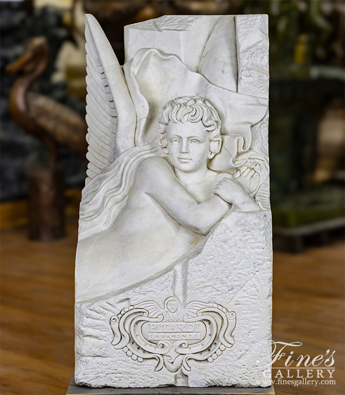 Marble Arch Angel Statue in Aged white marble