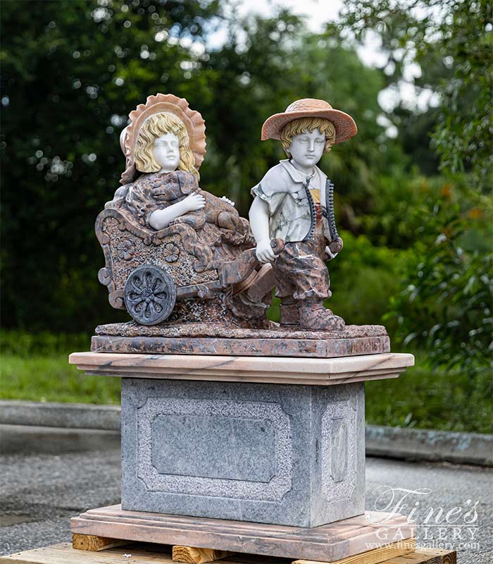 Boy and Girl Marble Statue