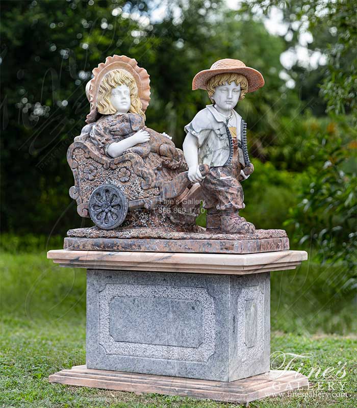 Boy and Girl Marble Statue