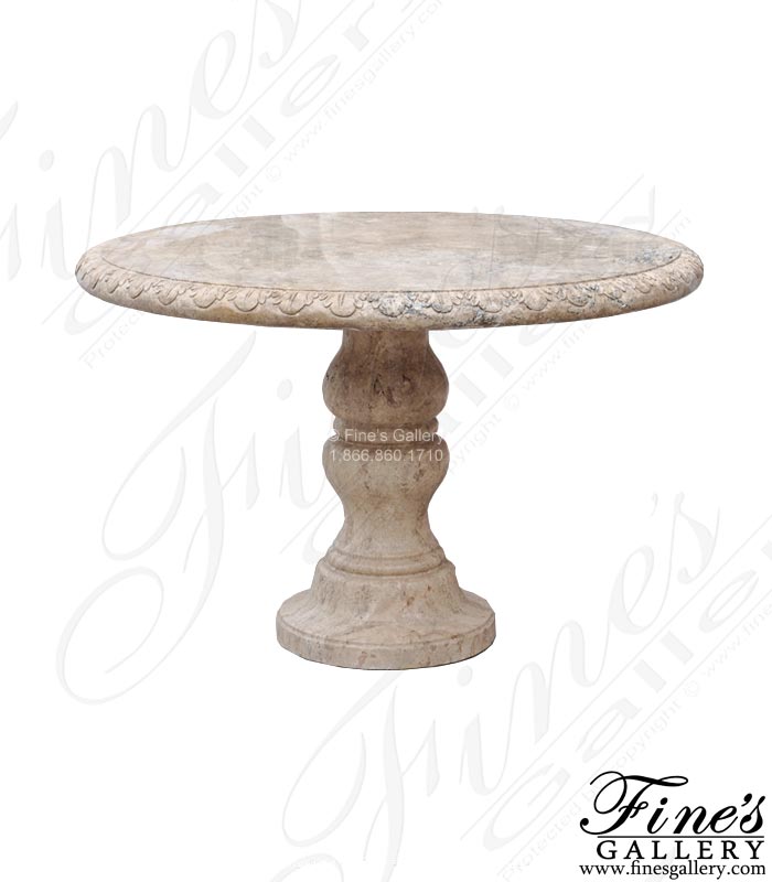 48 Inch Round Exterior Dining Table in Classic Light Travertine