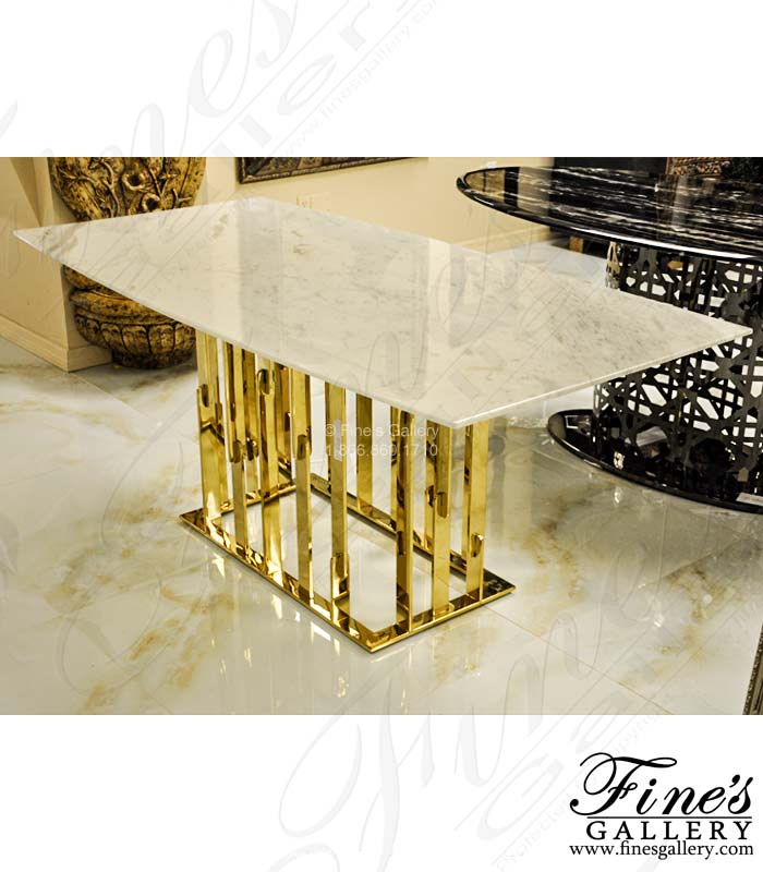 Polished Statuary Marble Dining Table