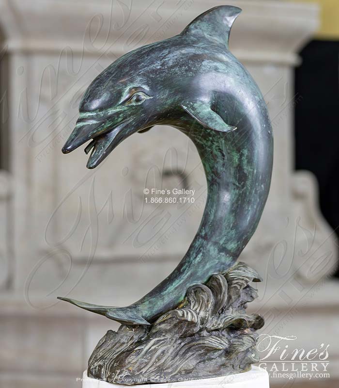 Bronze Fountains  - Happy Dolphin In Bronze Fountain - BF-539