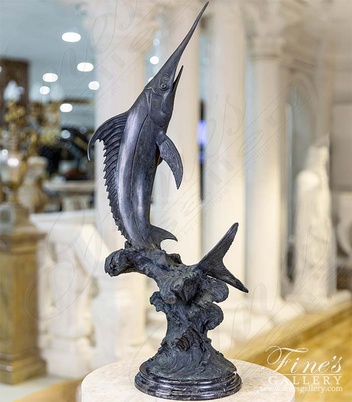 Bronze Statues  - Breaching Marlin Bronze Statue - BS-822