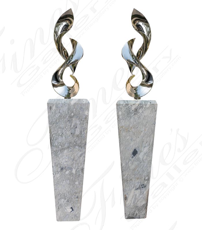 Marble Bases  - Arabascato Marble Pedestal Pair - MBS-294