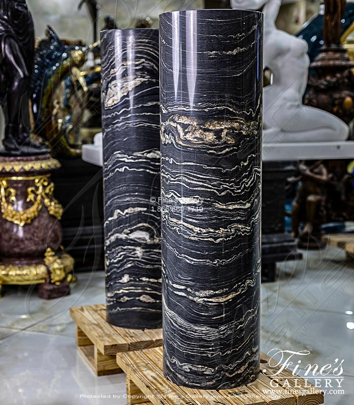 Marble Bases  - Contemporary Classic Pedestals In Exotic Tropical Storm Quartzite - MBS-306