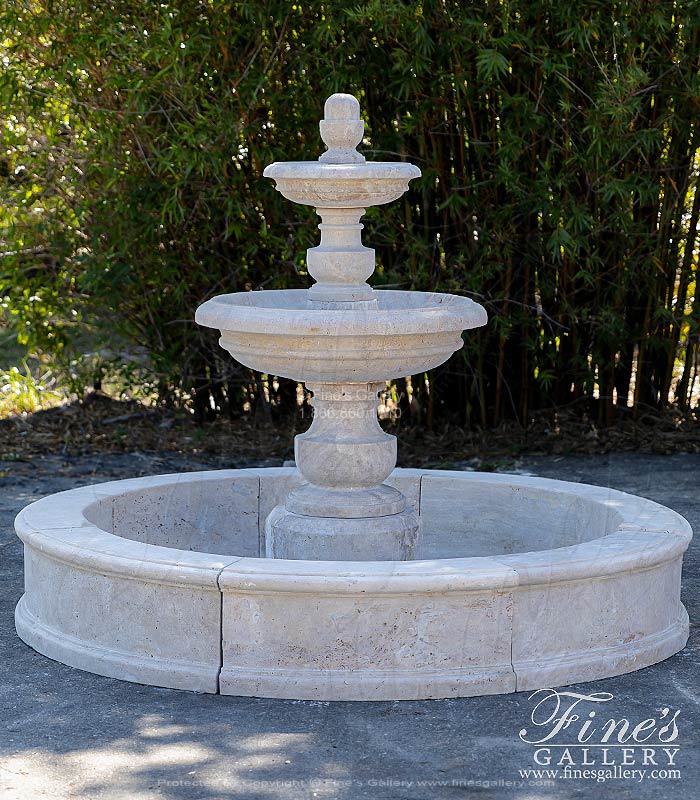 Marble Fountains  - Classic Contemporary Tiered Fountain In Light Travertine - MF-2159