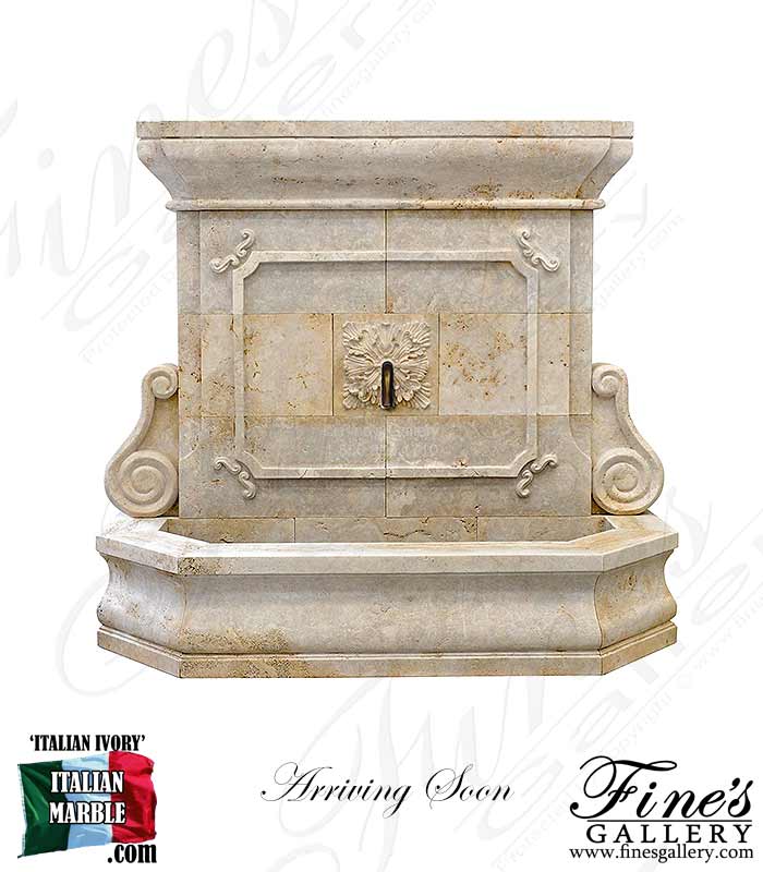 Marble Fountains  - French Country Style Estate Wall Fountain In Italian Quarried Roman Travertine - MF-2348