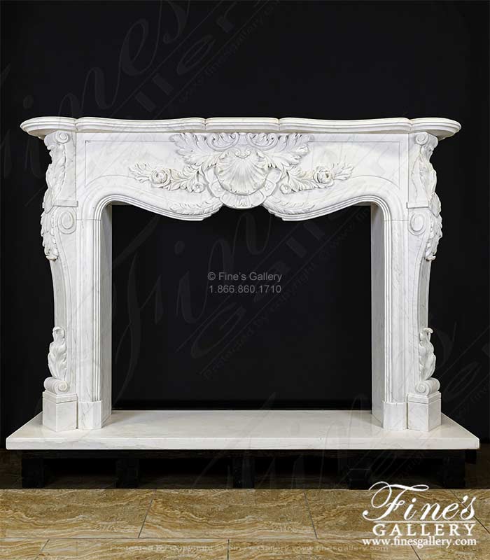 Marble Fireplaces  - Lovely French Marble Mantel In Statuary White Marble - MFP-1396