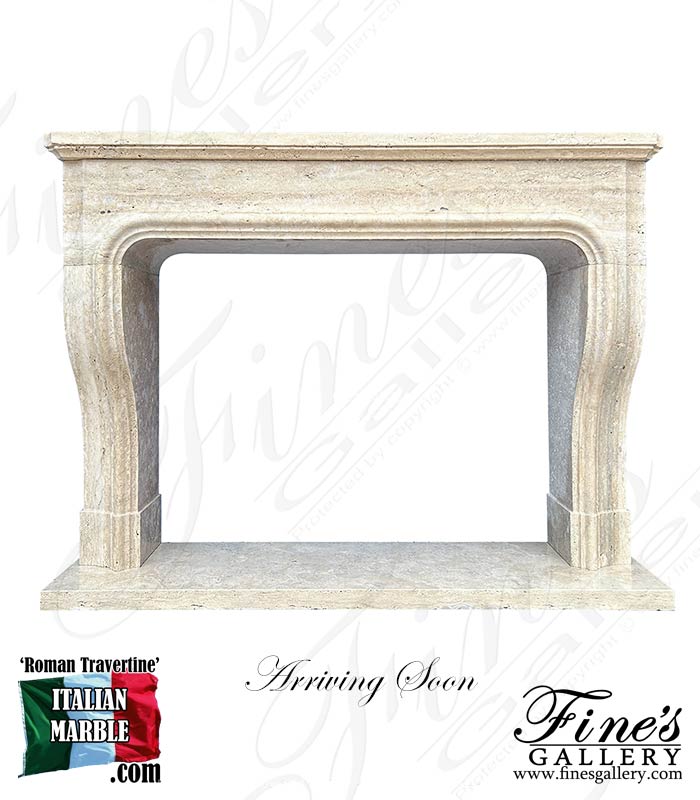 Marble Fireplaces  - Exquisite Oversized Italian Travertine Mantelpiece - MFP-2645