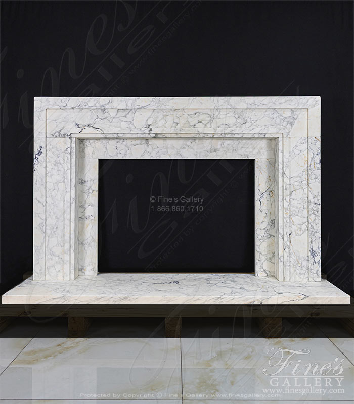 Marble Fireplaces  - Contemporary Mantel In Italian Arabascato Corchia Marble - MFP-2653