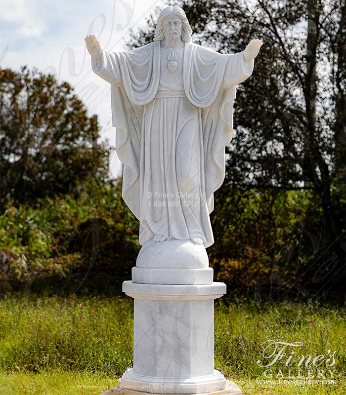 Marble Statues  - White Marble Jesus Statue - MS-1164