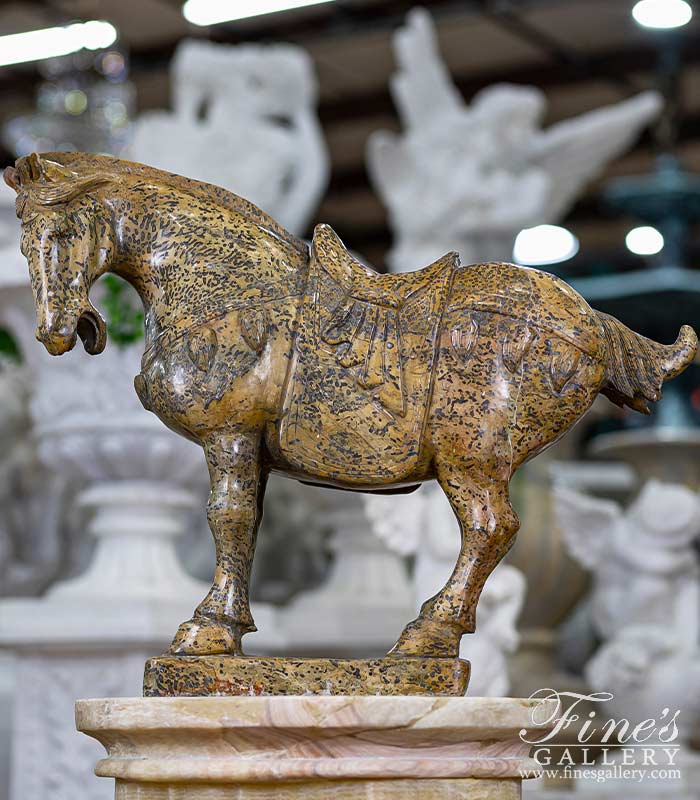 Marble Statues  - Hand Carved Jade Horse Statue - MS-318
