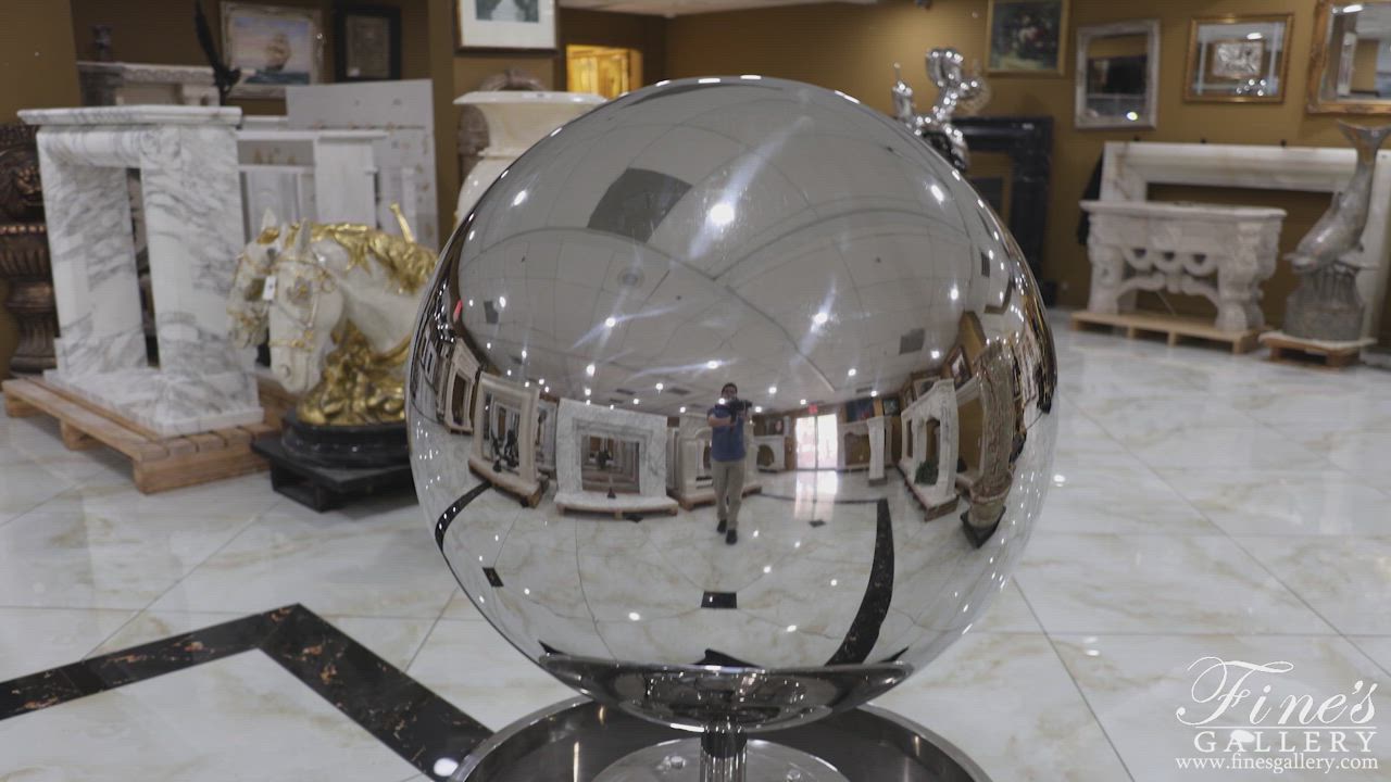 Self Contained Stainless Sphere with Basin Fountain Feature — Model SS-017 — product video